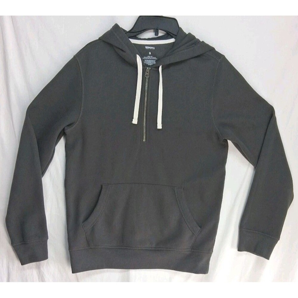 Sonoma Mens S Gray Quarter Zip Sweatshirt Hoodie Casual Pullover Disney Gym